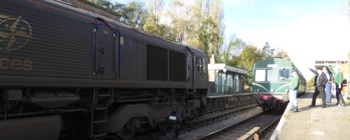 Class 66 loco passing